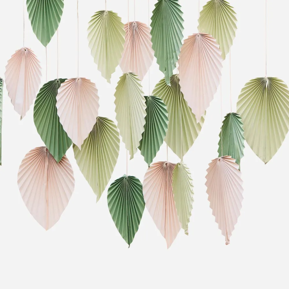 Flash Sale Ginger Ray Wall Decoration Kit: 25 Palm Leaves In Sage And Cream Paper