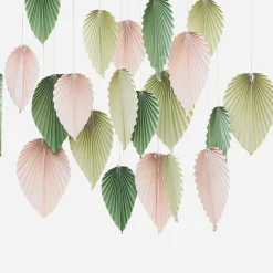 Sale Ginger Ray Wall Decoration Kit: 25 Palm Leaves In Sage And Cream Paper
