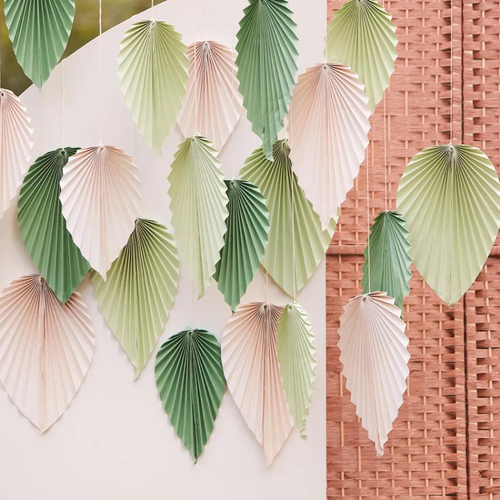 Sale Ginger Ray Wall Decoration Kit: 25 Palm Leaves In Sage And Cream Paper