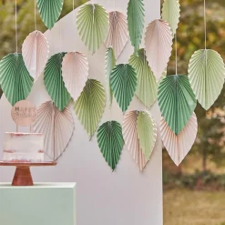 Sale Ginger Ray Wall Decoration Kit: 25 Palm Leaves In Sage And Cream Paper