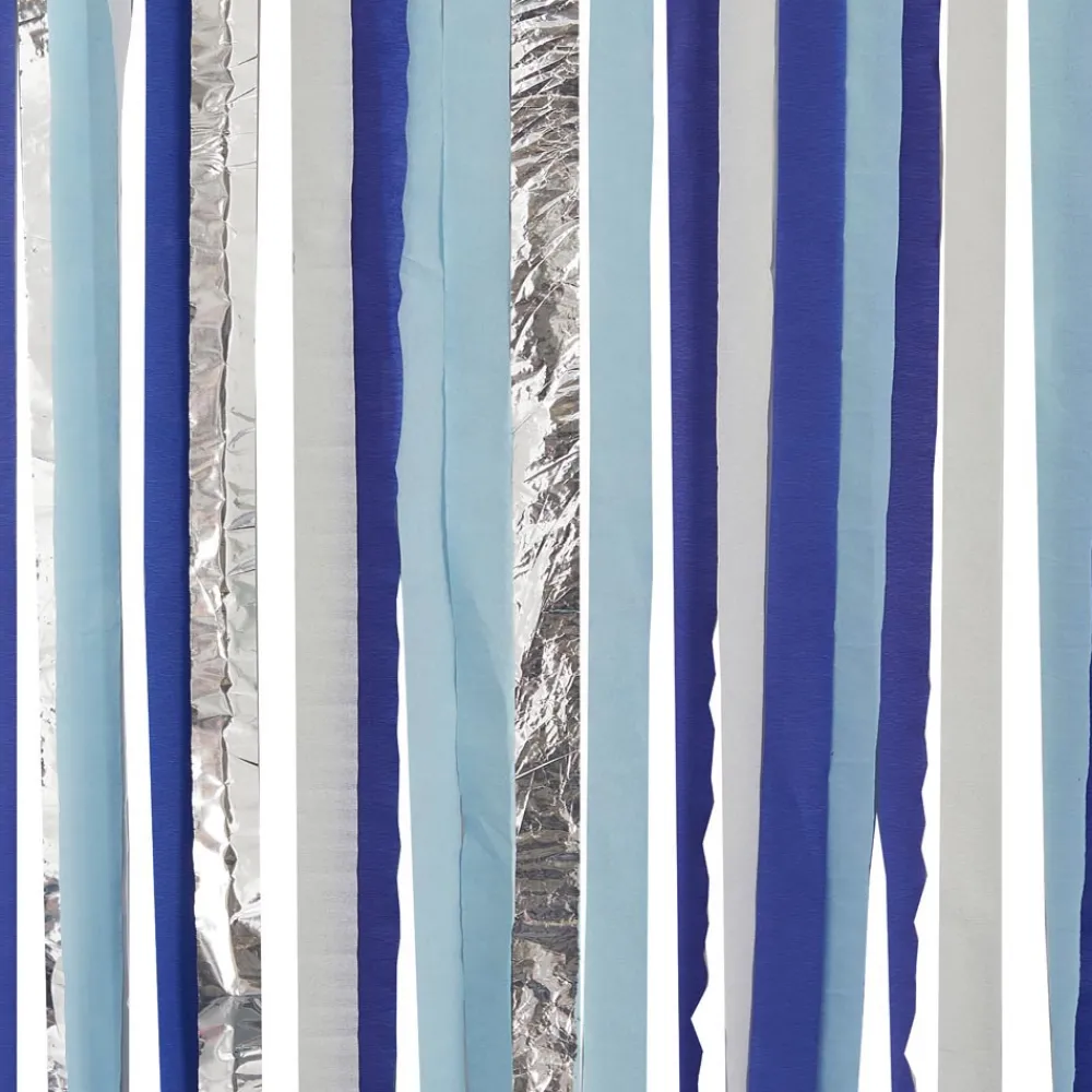 Store Ginger Ray Wall Decoration Kit: Rolls Of Blue And Silver Crepe Paper