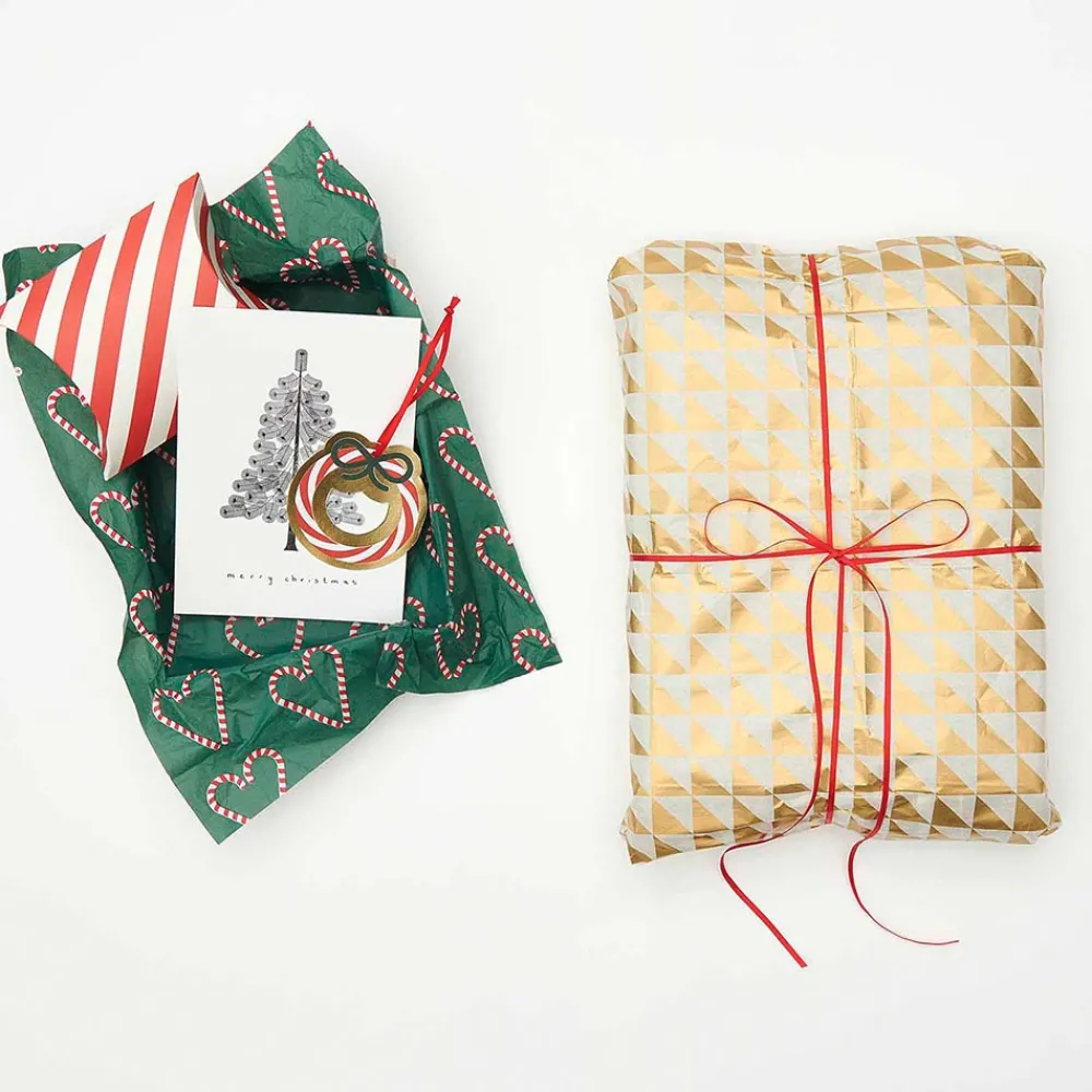 Shop Rico Design White And Gold Triangles Tissue Paper