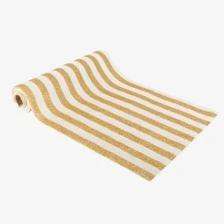Fashion Arty Fêtes Factory White And Gold Velvet Table Runner